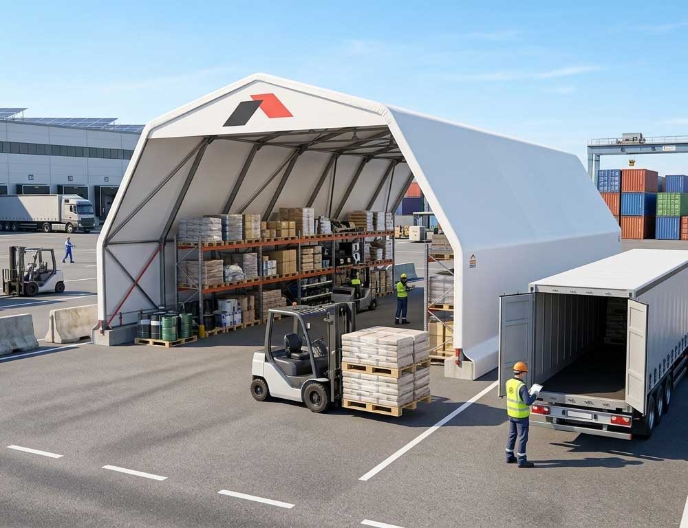 Installazione di capannoni modulari industriali AdriaBox senza fondazioni Adriatica Chiusure